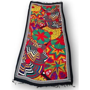 DANA XU 100% Wool Pashmina Scarf Wrap XL 89x41 Oversized Geometric Boho NWT